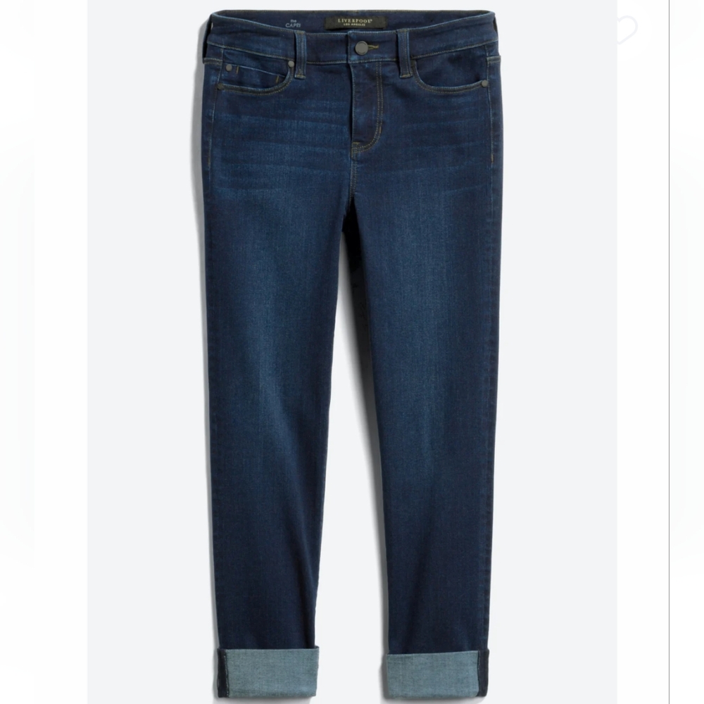 Liverpool Charlie Crop Wide Rolled Cuff Jean